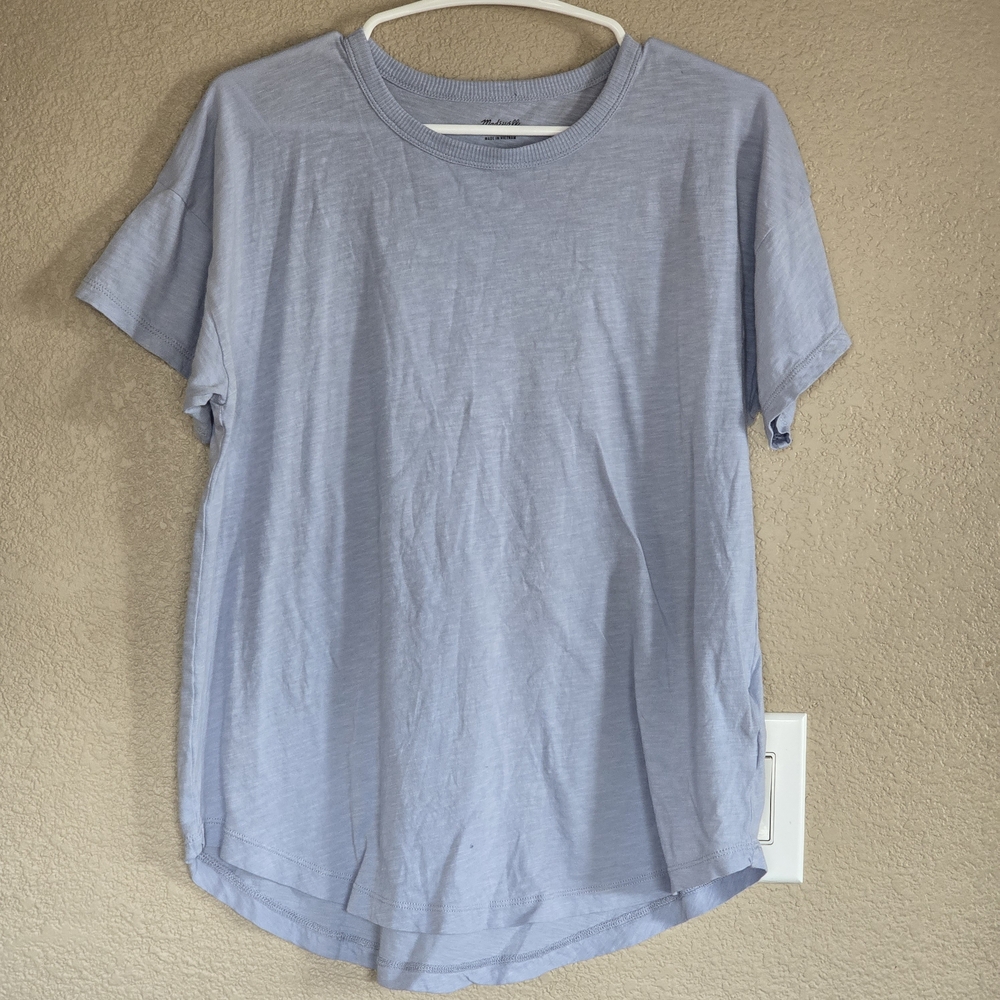 Madewell 100% Cotton Relaxed Tee – Dusty Blue – Size L